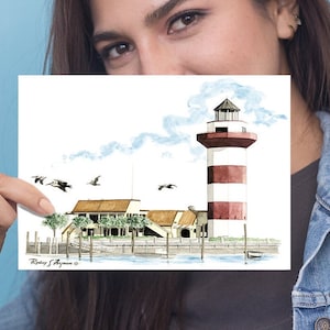 Hilton Head Card Gift Lighthouse Of South Carolina Lighthouse Notecard of Harbour Town Lighthouse Housewarming Gift For Christmas Present