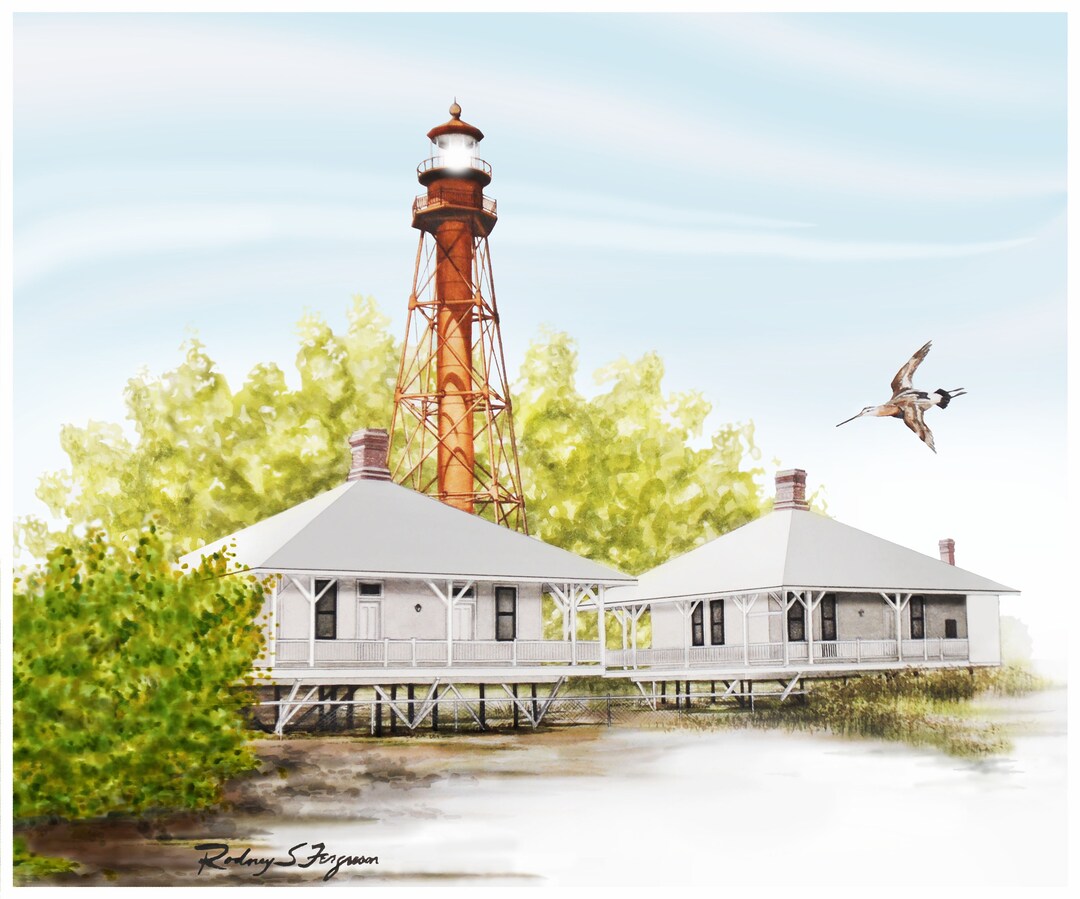 Sanibel Island Art Print of Florida Lighthouse Interior Design Wall ...
