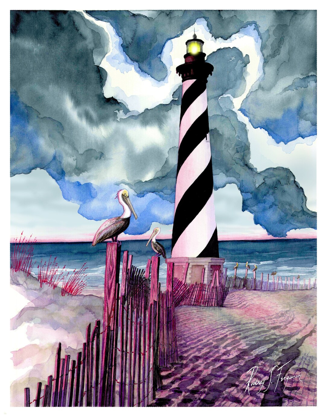 Hatteras Art Print of North Carolina Lighthouse Wall Art Hatteras ...