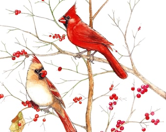 Red Cardinal Print For Audubon Wall Decor Bird Art Lover Of Watercolor Northern Red Cardinal Print For Interior Design Print For Friend