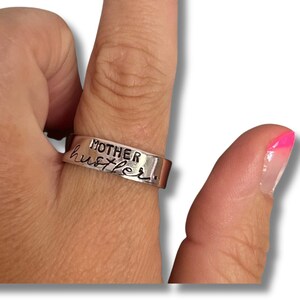 MOTHER HUSTLER ring, custom stamped ring, personalized ring, funny jewelry for her