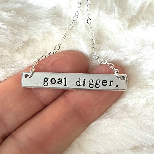 GOAL DIGGER necklace, gold bar necklace, strong woman gift, funny gift for her, high achiever gift