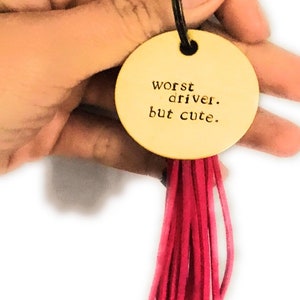 WORST DRIVER but CUTE keyfob, hand stamped keychain, funny gift, new driver gift