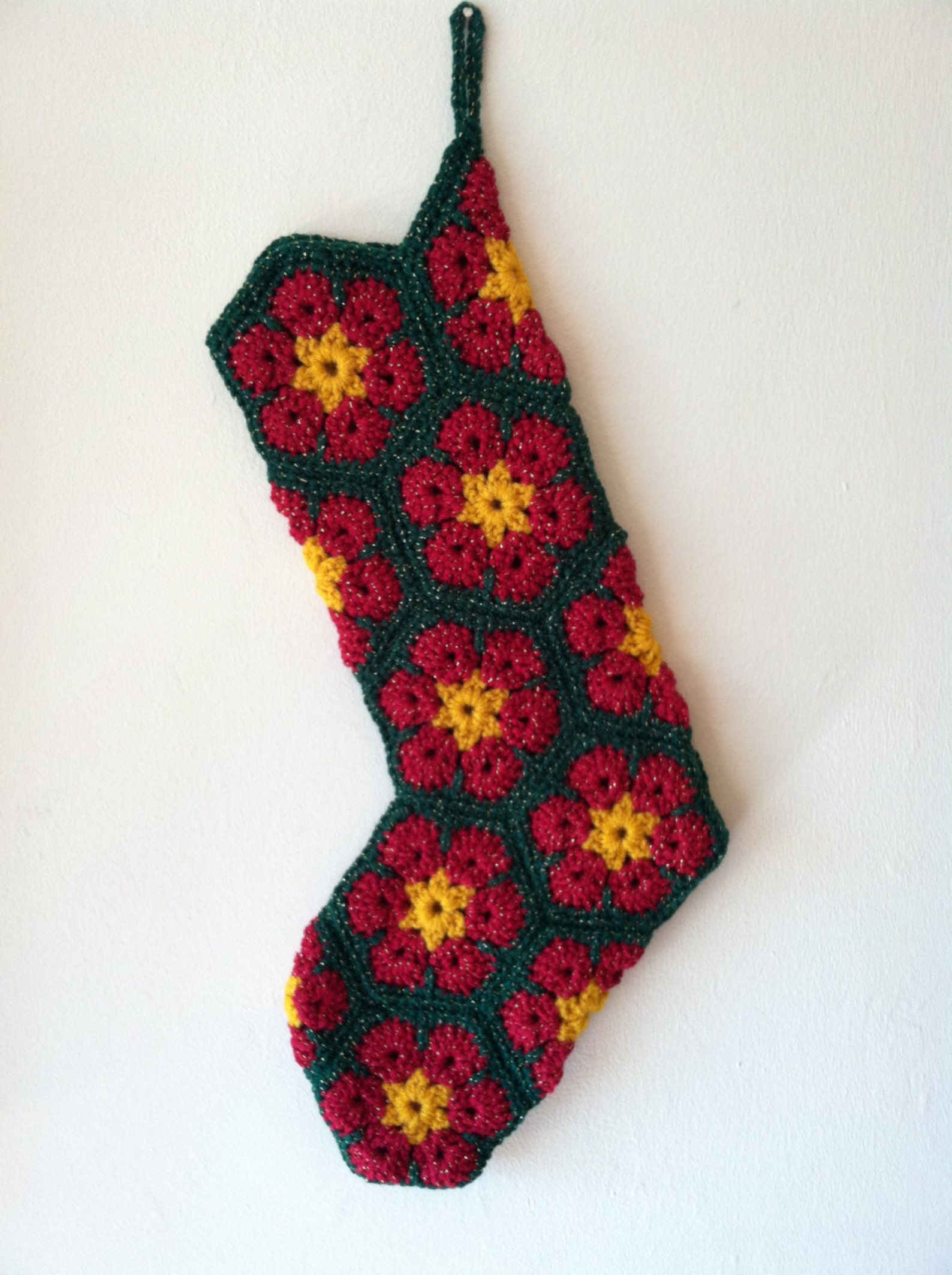 Crochet Christmas Flower Stocking Free Shipping Etsy