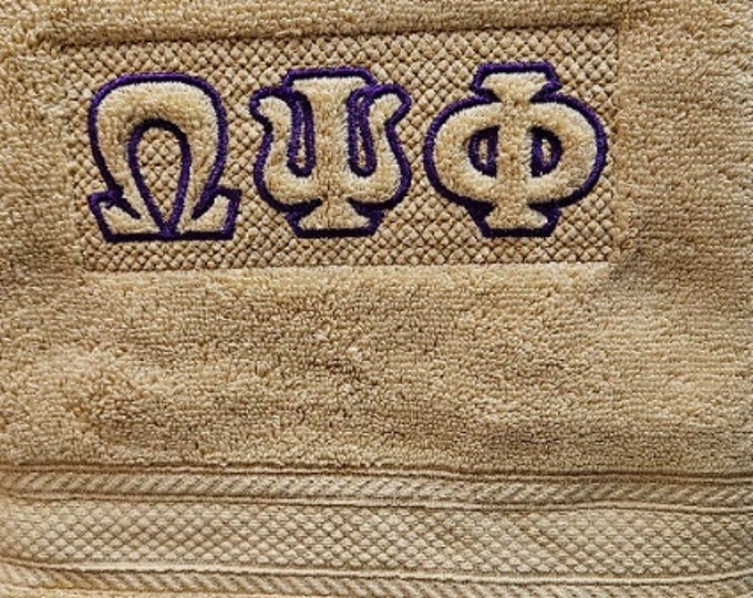 Omega Psi Phi Embossed Cotton Towel: Greek Letter Gift