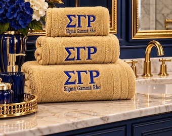 SIGMA GAMMA RHO Towel Set: Embroidered Bath, Hand & Wash Cloth