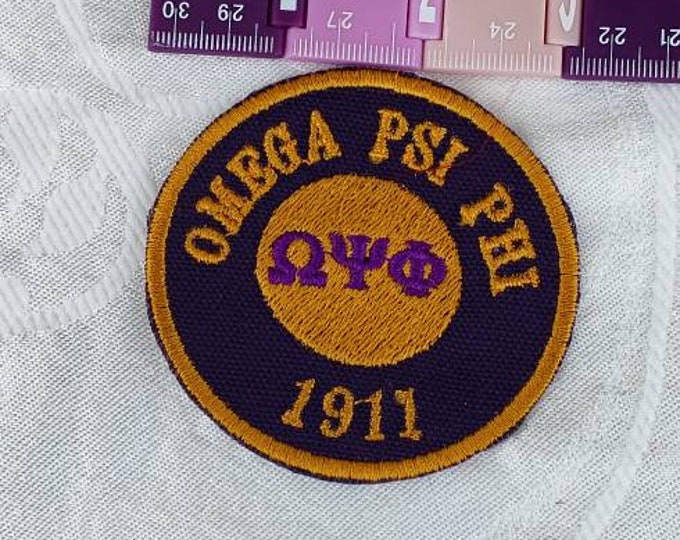 Omega Psi Phi/greek Letter PATCH 3 Inch Round / Satin/embroidered Iron