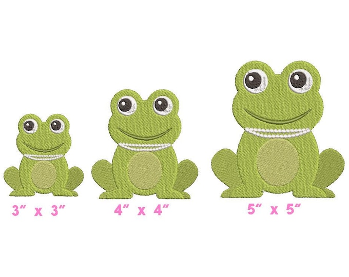 Sorority Frog w Pearls Mascot Machine Embroidery File/Hus,Jef,Dst,Exp,Sew,Pes,Vp3,Xxx,T09,T05,Ksm,Swf,Pec,Zsk/3inch/4 inch/5 inch/