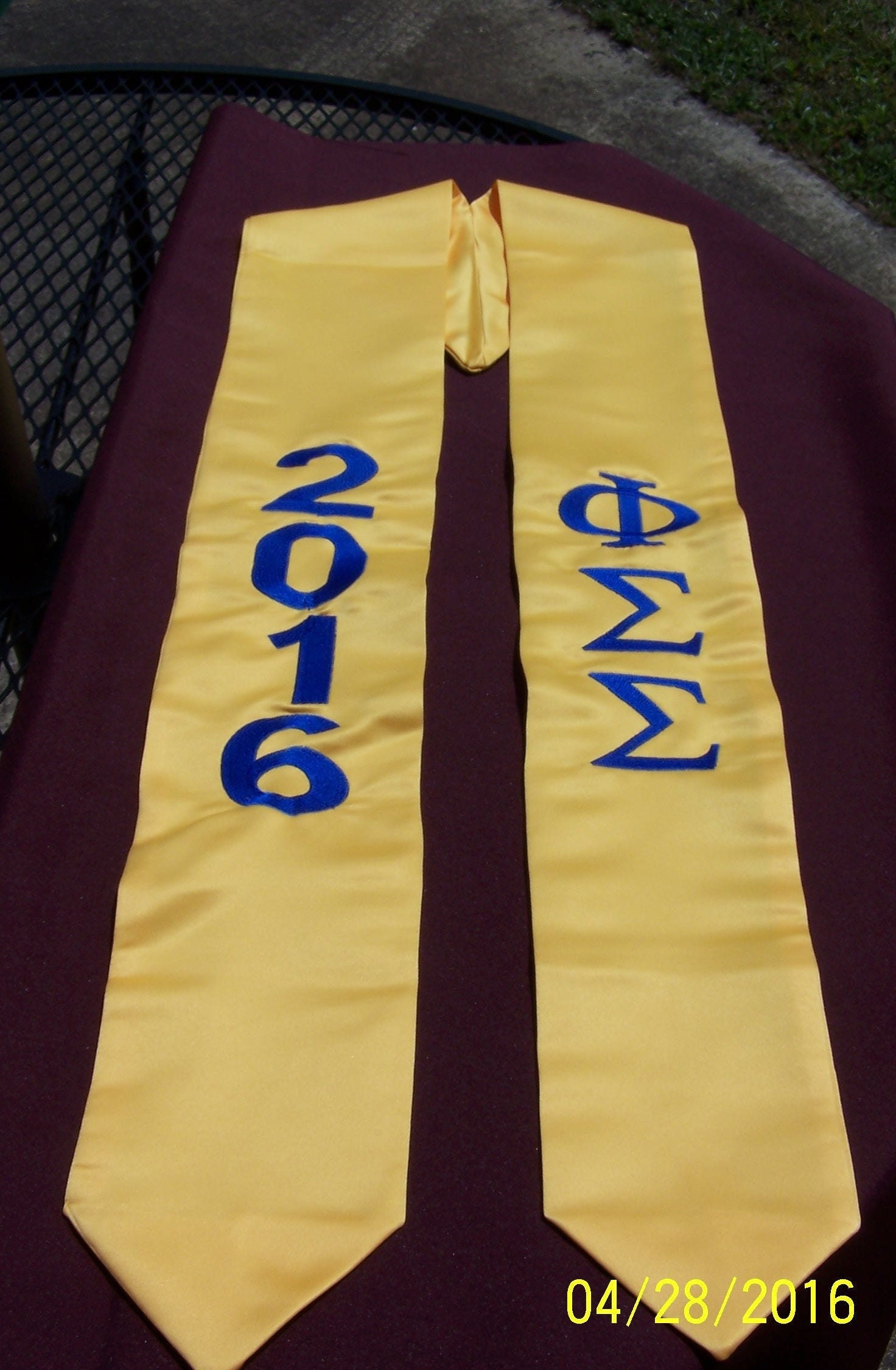 GOLD Greek Letter Embroidered Satin Graduation Stole/Sigma Gamma Rho