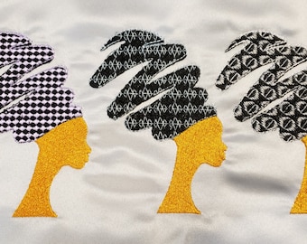 Afro Swirl Hair/Black Woman Hair/Machne Embroidery File/AFRO STYLED HAIR Embroidery Design/Ethnic Black Hair/Cowry Shell Hair Embroidery