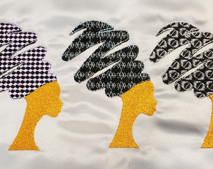 Afro Swirl Hair/Black Woman Hair/Machne Embroidery File/AFRO STYLED HAIR Embroidery Design/Ethnic Black Hair/Cowry Shell Hair Embroidery