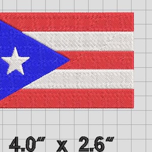 PUERTO RICO FLAG Machine Embroidery/Hus,Jef,Dst,Exp,Sew,Pes,Vp3,Xxx,T09,T05,Ksm,Swf,Pec,Zsk/3 sizes 3.5&quot;, 4&quot; and 5&quot;