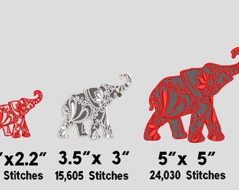 Elephant with Trunk Up Machine Embroidery Design/Trunk Up Elephant Embroidery Design/Artsy Elephant Embroidery Design/2 Color Elephant Desig