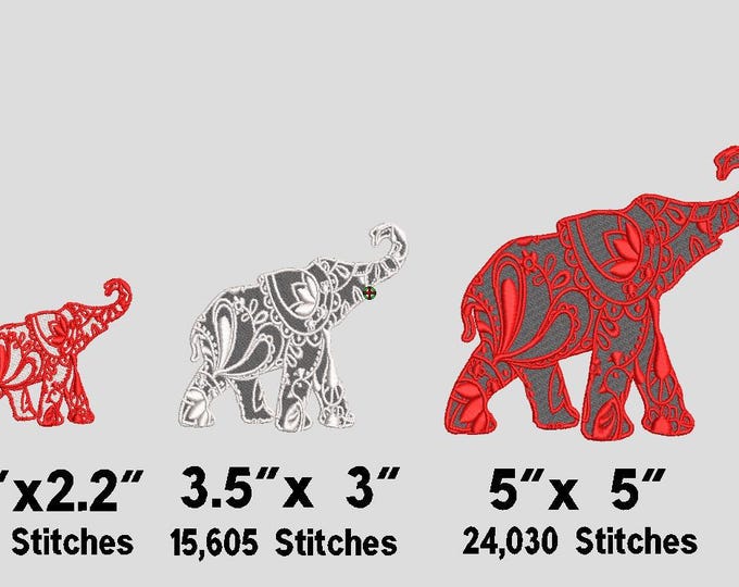 Elephant with Trunk Up Machine Embroidery Design/Trunk Up Elephant Embroidery Design/Artsy Elephant Embroidery Design/2 Color Elephant Desig