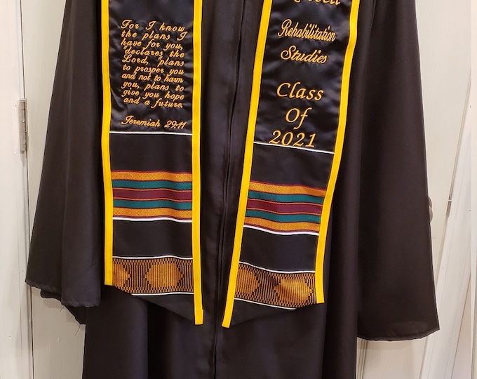 CLASS of 2025 BLACK FRIDAY/Cyber December Sale Slant Bottom/Contrast Trim/Custom Embroidered Graduation Stole-Sash- Greek Letter
