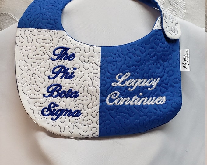 SIGMA The Legacy Continues Royal/White Color Block Embroidered Cotton Baby Boy Bib/Future PBS Bib/