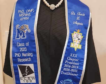 PREMIUM  1 COLOR Custom Embroidered Graduation Stole/Premium Personalized Graduation Stole/Premium Personalized HBCU Graduation Stole