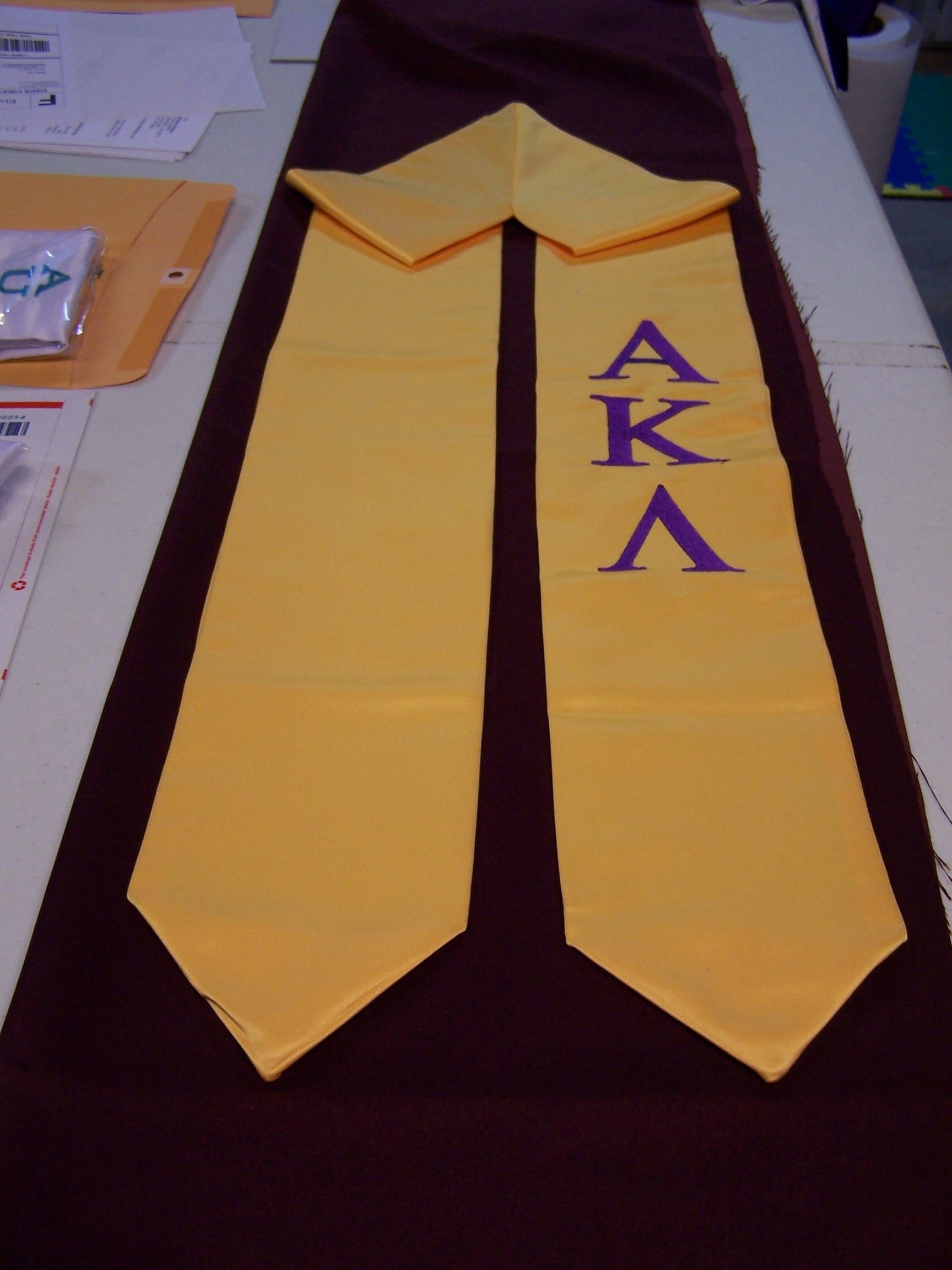 GOLD Greek Letter Embroidered Satin Graduation Stole/Sigma Gamma Rho