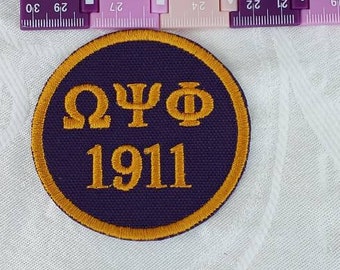 Omega Psi Phi/1911 PATCH  3"inch round / deep purple FELT/Embroid Iron On Patch/ Embroidered  3 inch Round Iron On Patch