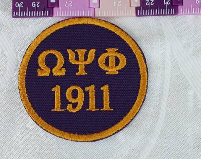 Omega Psi Phi/1911 PATCH  3"inch round / deep purple FELT/Embroid Iron On Patch/ Embroidered  3 inch Round Iron On Patch