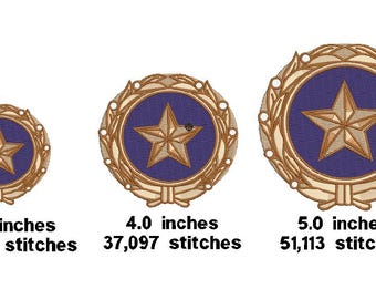 Gold Star Machine Embroidery Design: Army Tribute (Digital Download)