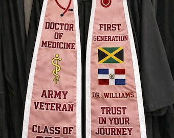 Reserved for Yolanda W/One Custom Embroidered Graduation Stole