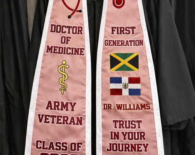 Reserved for Yolanda W/One Custom Embroidered Graduation Stole