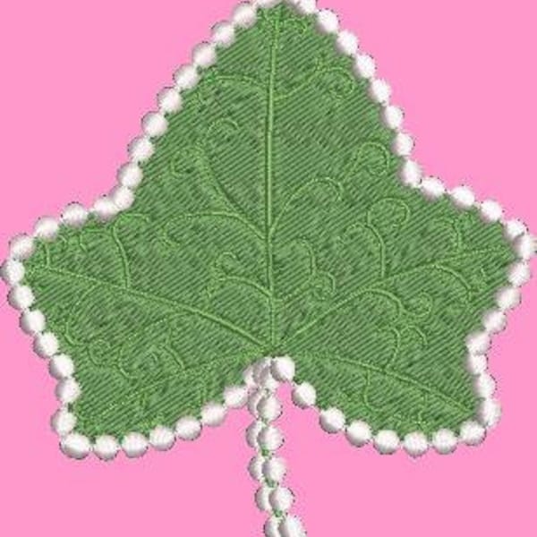 IVY LEAF w PEARL Border Machine Embroidery File/Hus,Jef,Dst,Exp,Sew,Pes,Vp3,Xxx,T09,T05,Ksm,Swf,Pec,Zsk/3.35 Inches/