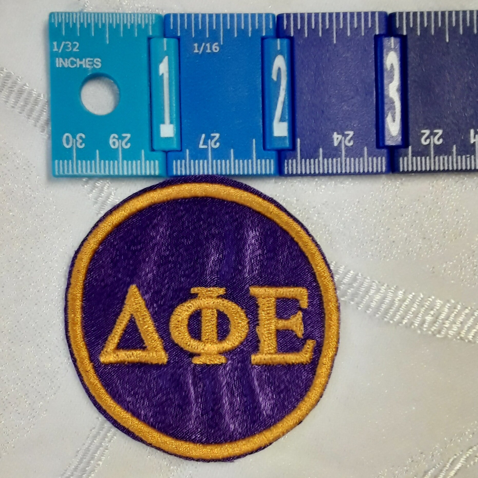 Omega Psi Phi PATCH 2 round Greek Letter Patch/ Satin Iron On Patch