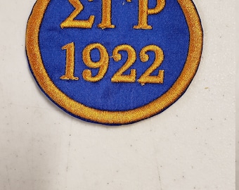 Sigma Gamma Rho/1922 Greek Letter PATCH  3" inch round / Royal Blue SATIN/Iron On Patch/ Embroidered  3 inch Round Iron On Patch