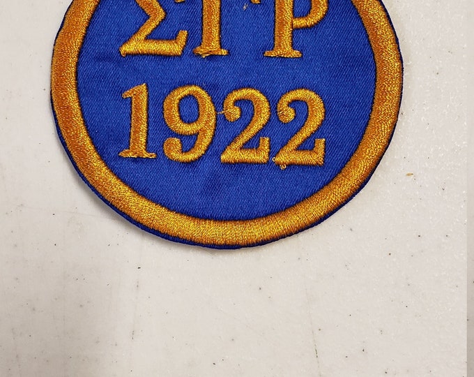 Sigma Gamma Rho/1922 Greek Letter PATCH  3" inch round / Royal Blue SATIN/Iron On Patch/ Embroidered  3 inch Round Iron On Patch