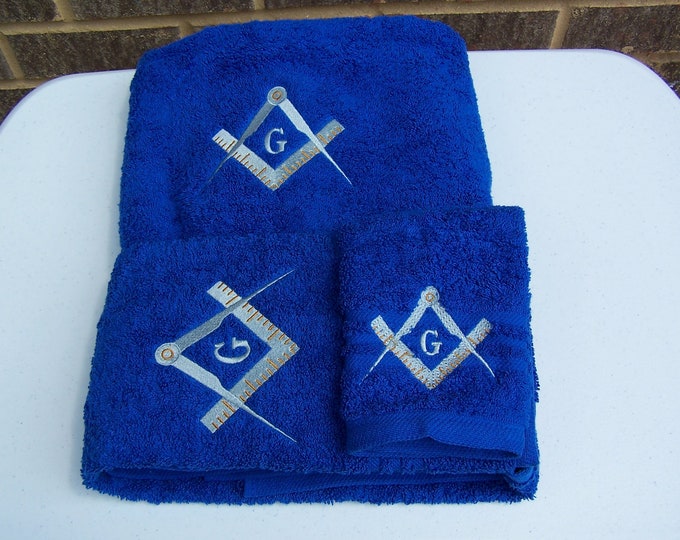 Mason 3 Piece Royal Blue Towel Set (Bath, Hand and Wash)