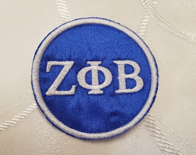 Featured listing image: Zeta Phi Beta/ Zeta Phi Beta 1920/ 3" round Embroidered Greek Letter Patch/Blue Satin Iron On Patch/Divine Nine/Zeta Patch