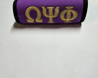 OMEGA PSI PHI Embroidered Luggage Wrap/Purple Embroidered Luggage Wrap/Greek Letter Luggage Wrap/Que Embroidered Luggage Wrap