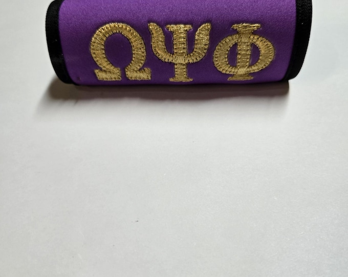 OMEGA PSI PHI Embroidered Luggage Wrap/Purple Embroidered Luggage Wrap/Greek Letter Luggage Wrap/Que Embroidered Luggage Wrap