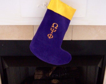Greek Letter Embroidered Christmas Stocking, Alpha Omega Psi Phi stocking , Sigma Gamma Rho, Kappa Alpha Psi, Phi Beta Sigma, zeta phi Beta