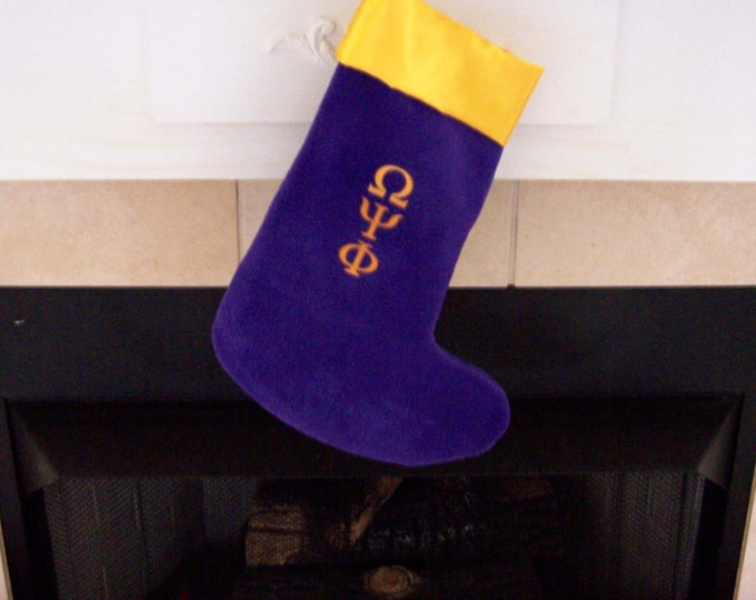 Greek Letter Embroidered Christmas Stocking, Alpha Omega Psi Phi stocking , Sigma Gamma Rho, Kappa Alpha Psi, Phi Beta Sigma, zeta phi Beta