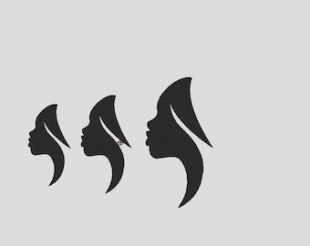 BLACK WOMAN SILHOUETTE Machine Embroidery Design/3 sizes/Instant Download/dst, hus, jef, exp, sew, pes,vp3,xxx,t09,t05,ksm,swf,