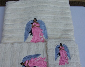 African Angels, Mask or Ladies  3 piece Towel Sets (Bath, Hand and Wash)