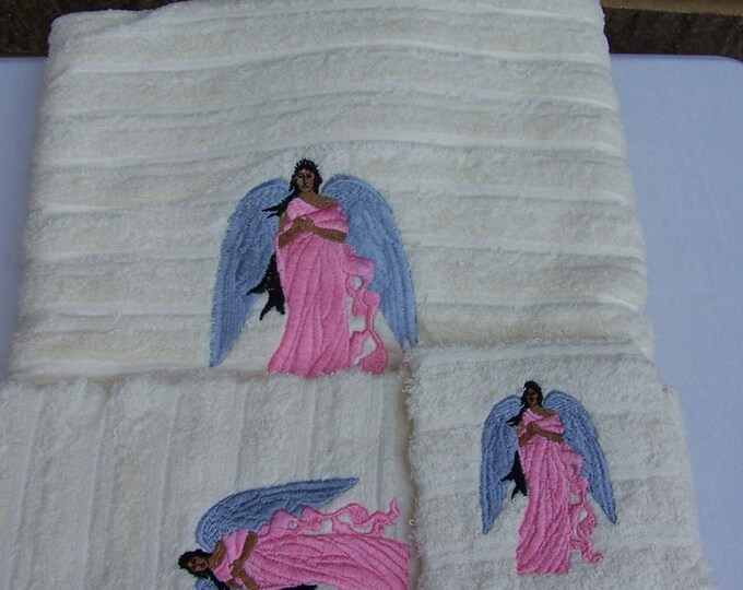 African Angels, Mask or Ladies  3 piece Towel Sets (Bath, Hand and Wash)