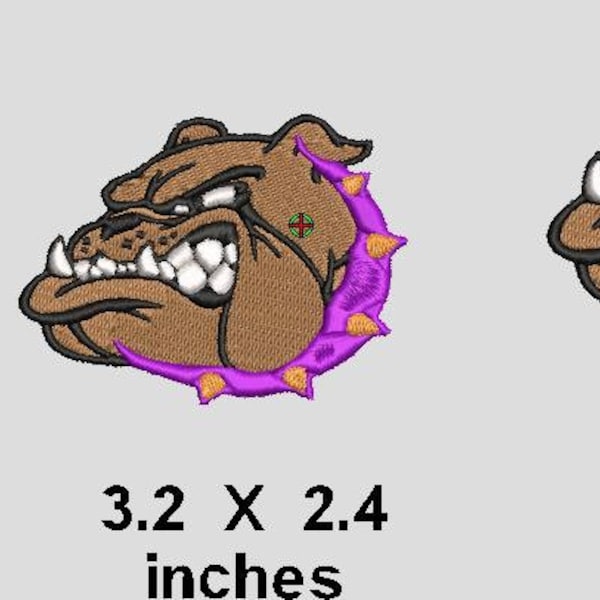 Bulldog Embroidery Design/DAWG design/3 sizes Dawg Embroidery Design/Purple Gold Embroidery Design/csd,dst,jef,pes,pcs,shv,sew,vp3,xxx,hus