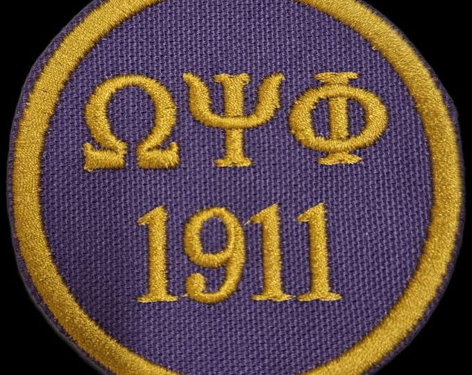 Omega Psi Phi Patch: Purple TWILL with Gold Embroidery Iron-On (3" Round)