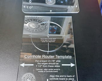 Combo pack - Cornhole board hole template and Multi-radius Corner template for routers