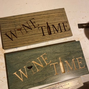 Wine Time carved sign