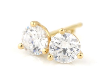 0.5 Carat Diamond Martini Stud Earrings 14k Gold | Genuine Conflict-Free Moissanite Studs | Rose White Yellow Gold