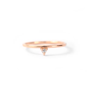 Tiny Diamond 14k Rose Gold Ring Minimal Geometric Stacking Ring Ethical Canadian Diamond Bridesmaid Gift image 2