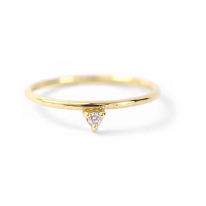 Tiny Diamond 14k Gold Ring Minimal Geometric Stacking Ring Ethical Canadian Diamond Bridesmaid Gift image 4