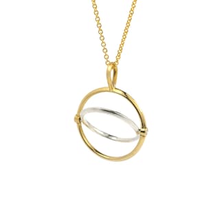 Fidget Spinner Kinetischer Kreis Halskette | Spinning Sensory Anhänger | Gold Silber | Minimal Konzentrischer Hoop | ADHD ADD Sorgen Meditation