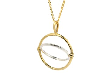 Fidget Spinner Kinetic Circle Necklace | Spinning Sensory Pendant | Gold Silver | Minimal Concentric Hoop | ADHD ADD Worry Meditation