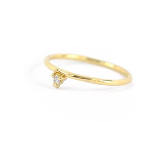 Tiny Diamond 14k Gold Ring Minimal Geometric Stacking Ring Ethical Canadian Diamond Bridesmaid Gift image 6